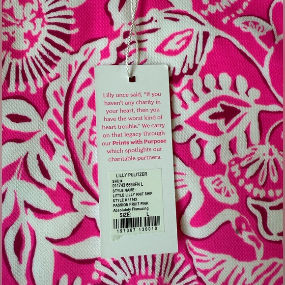 NWT Lilly Pulitzer Girls Lilly Knit Shift Dress (Passion Fruit) Size Large 8-10 - Picture 2 of 4